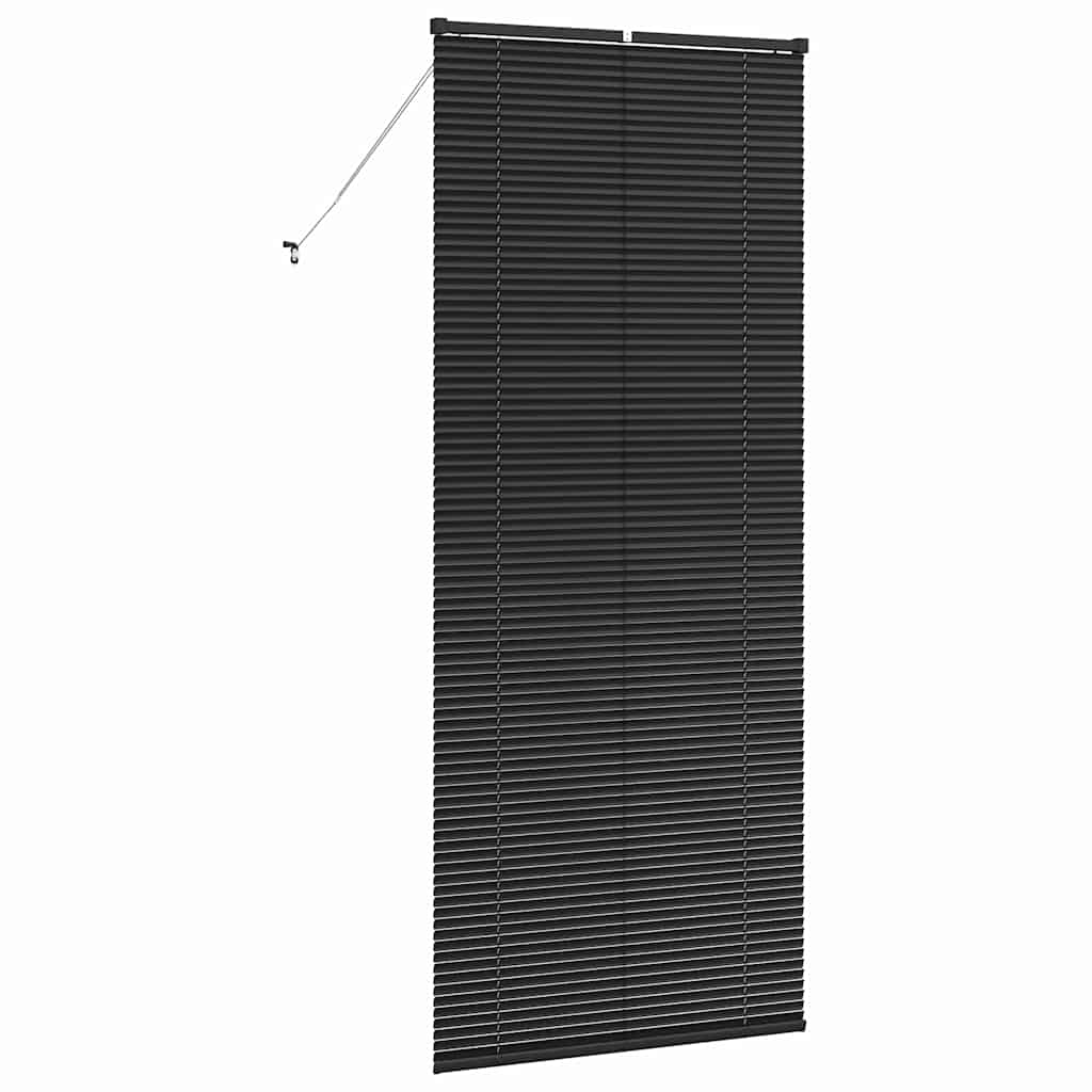 Window Blind with Curtains Manual Black Aluminium
